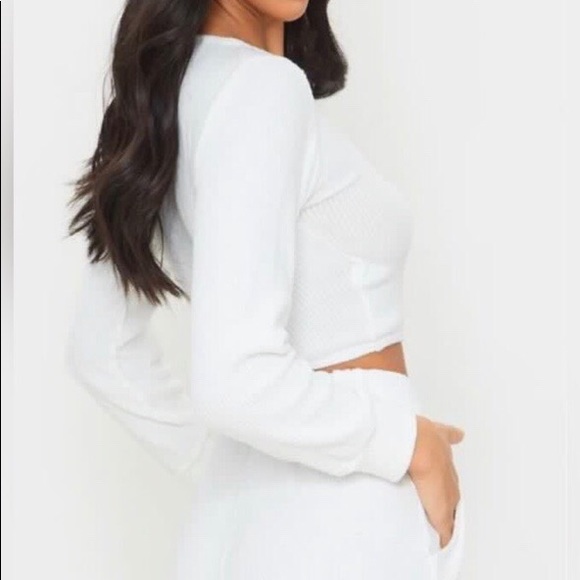 PLT White Ribbed Crop Top (Petite Size 0) - Picture 2 of 4